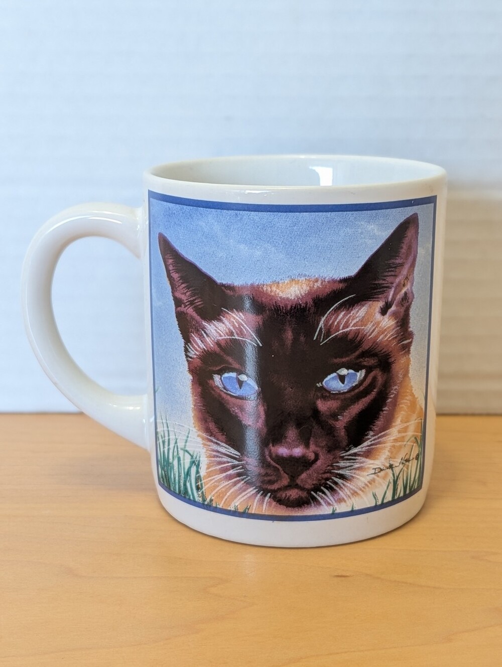 Vintage Siamese Cat Mug Portrait Art Ceramic Coffee Tea Message Mugs Pet Lover